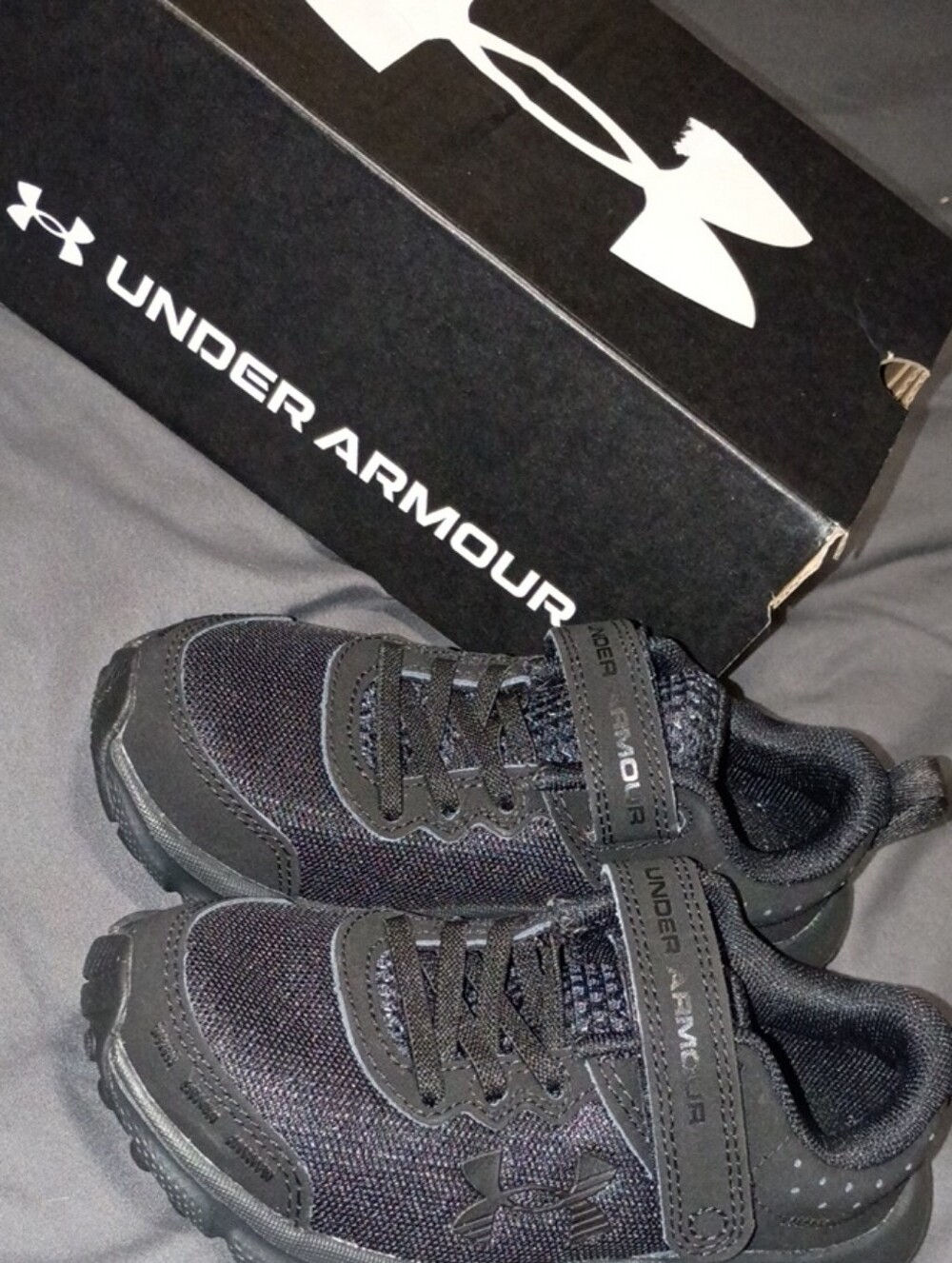 Under Armour Black Boys' Athletic Sneakers with Hook-and-Loop Strap